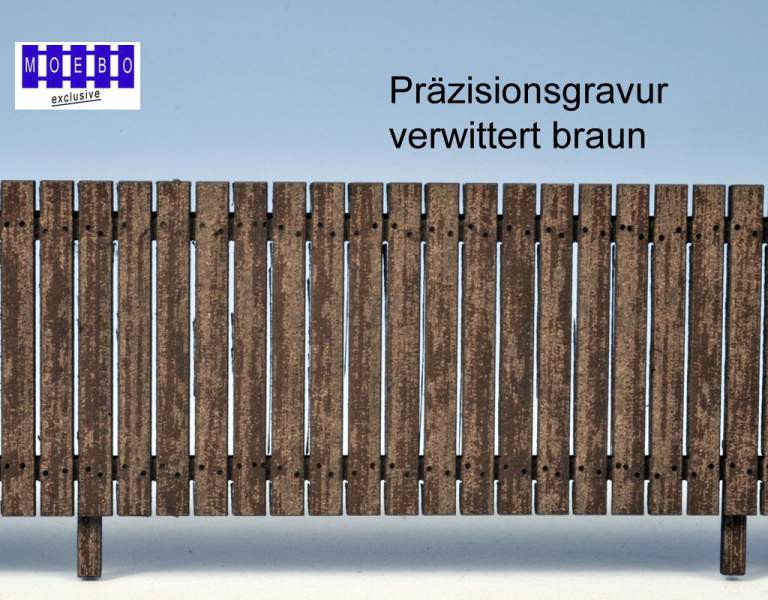 0- 141402 fine scale Zaun - eine Seite GRAVIERT braun- Effekt abblätternde Farbe -