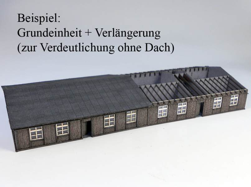 N- 0872 Baracke in Echtholzoptik  -braun- Verlängerung m. Präzisionsgravur