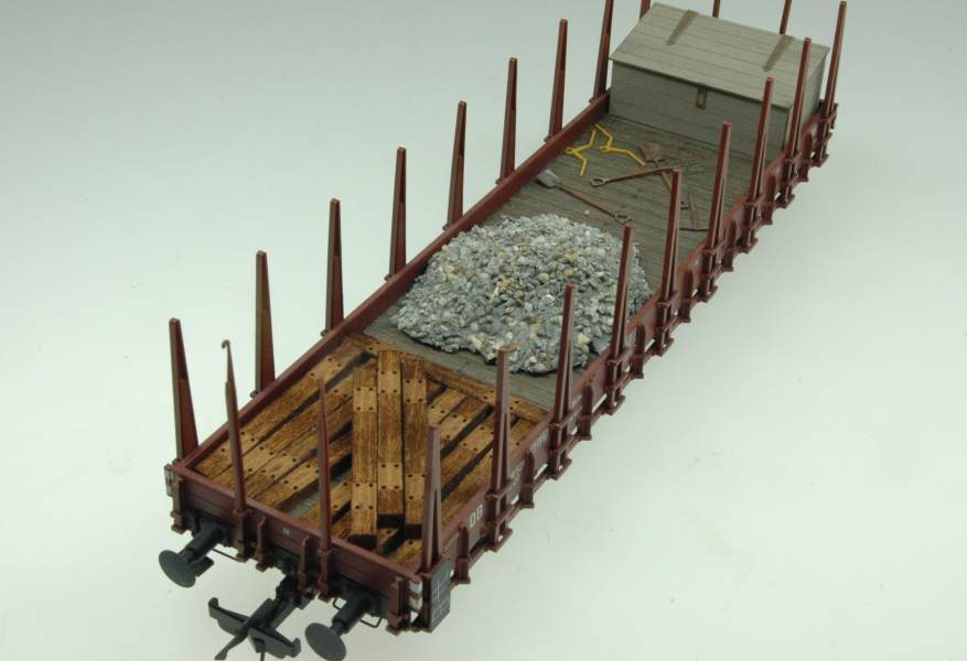 0- 140997 Ladungseinsatz "Baudienst" für Lenz Rungenwagen R20 (Fertigmodell)   Kooperationsmodell