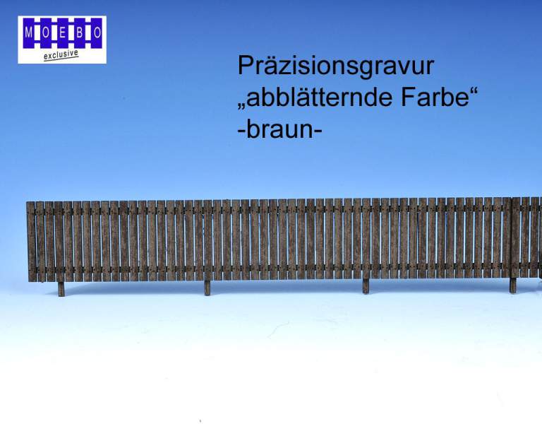 0- 141402 fine scale Zaun - eine Seite GRAVIERT braun- Effekt abblätternde Farbe -