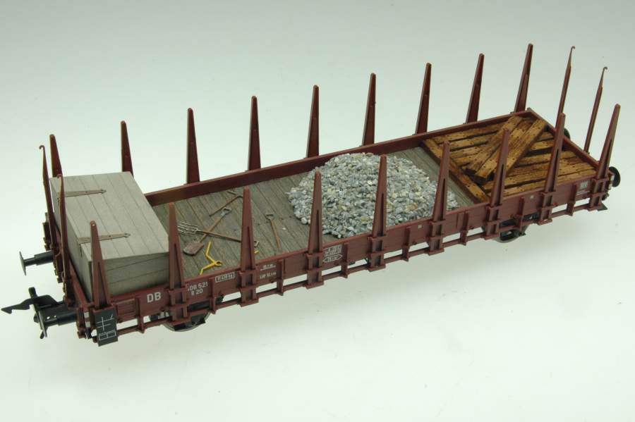 0- 140997 Ladungseinsatz "Baudienst" für Lenz Rungenwagen R20 (Fertigmodell)   Kooperationsmodell